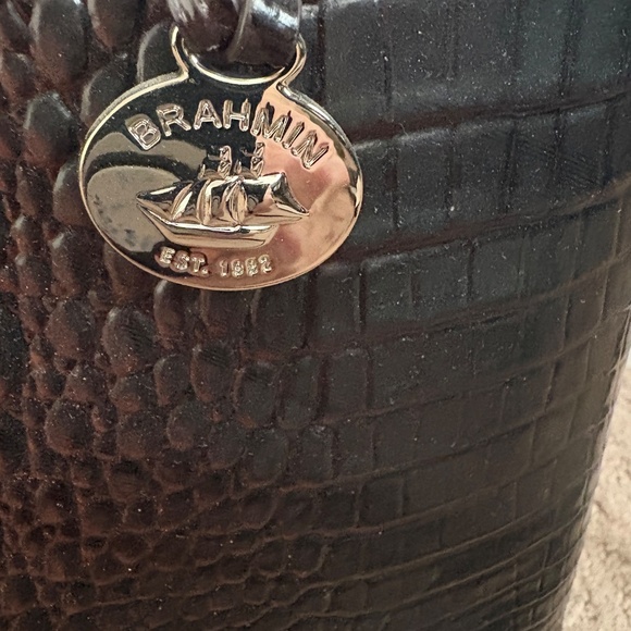 Brahmin Duxbury Satchel in Brown to Black Crocodile